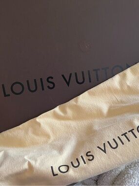 Louis Vuitton Beige and Black Logo Dust Bag and box